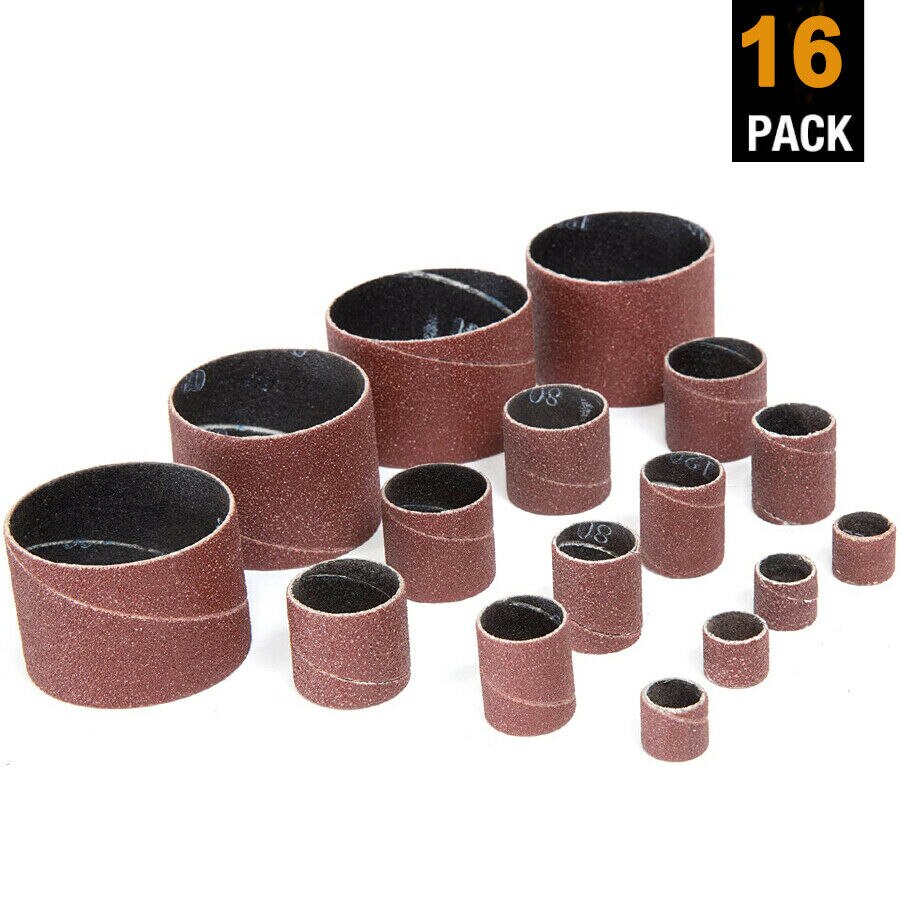 16Pack Aluminum Oxide Spindle Sanding Sleeves 60 80 120 240 Assorted Grit