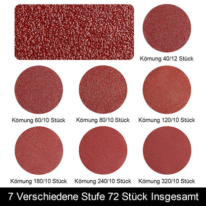 72x125mm 8 Loch Schleifscheiben Klett Schleifblätter Schleifpapier Rot Exzenter