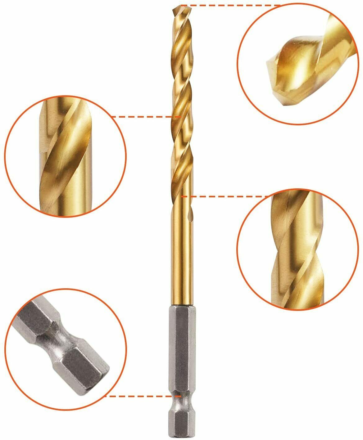 HSS Drill Bit set Titanium Coated Drill Bits 1.5 - 6.5 Drills Metal Wood Plastic