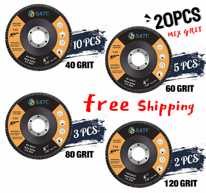 20 x Flap Discs 115mm Sanding 40 60 80 120 Grit Grinding Wheels Discs 4.5" Mix