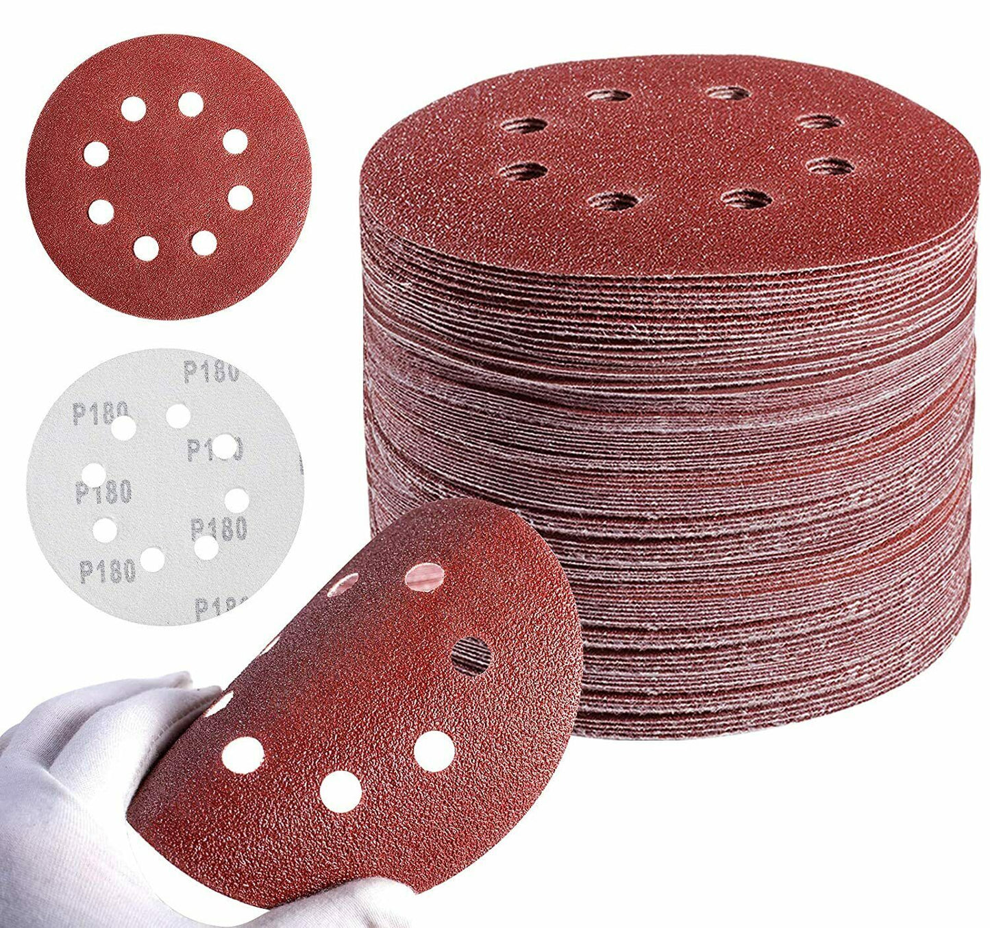 125MM SANDING DISCS 40 80 GRIT MIX GRINDER VERICO 8 HOLE ASSORTED ORBITAL WOOD