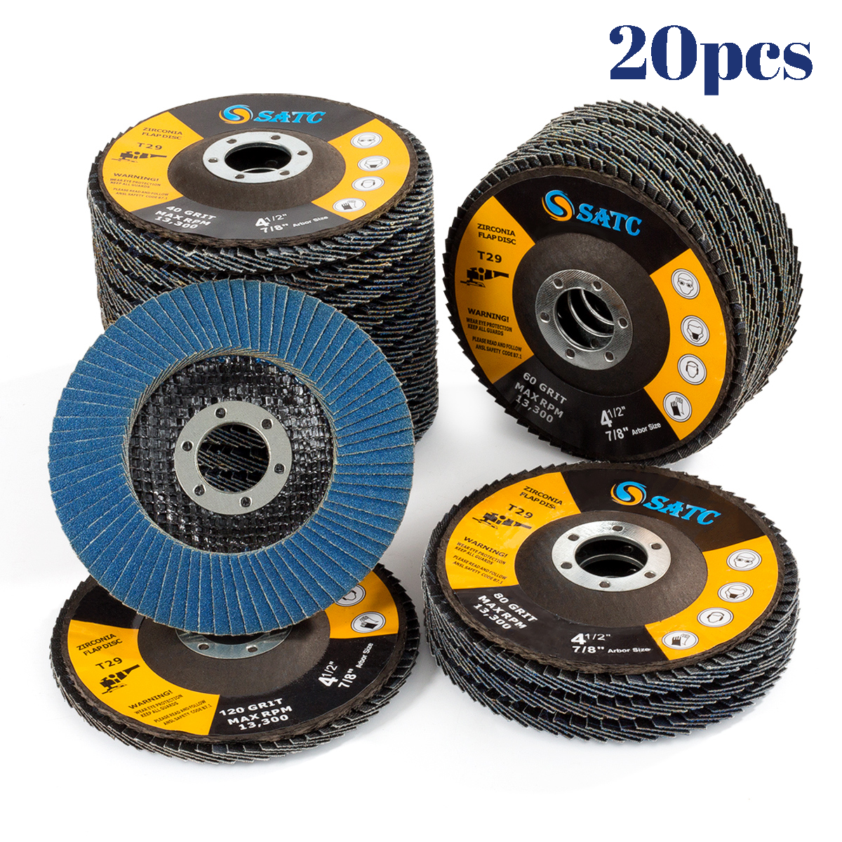 20 x 4.5" FLAP DISCS 115MM SANDING 40 60 80 120 MIX GRIT GRINDING WHEELS DISCS