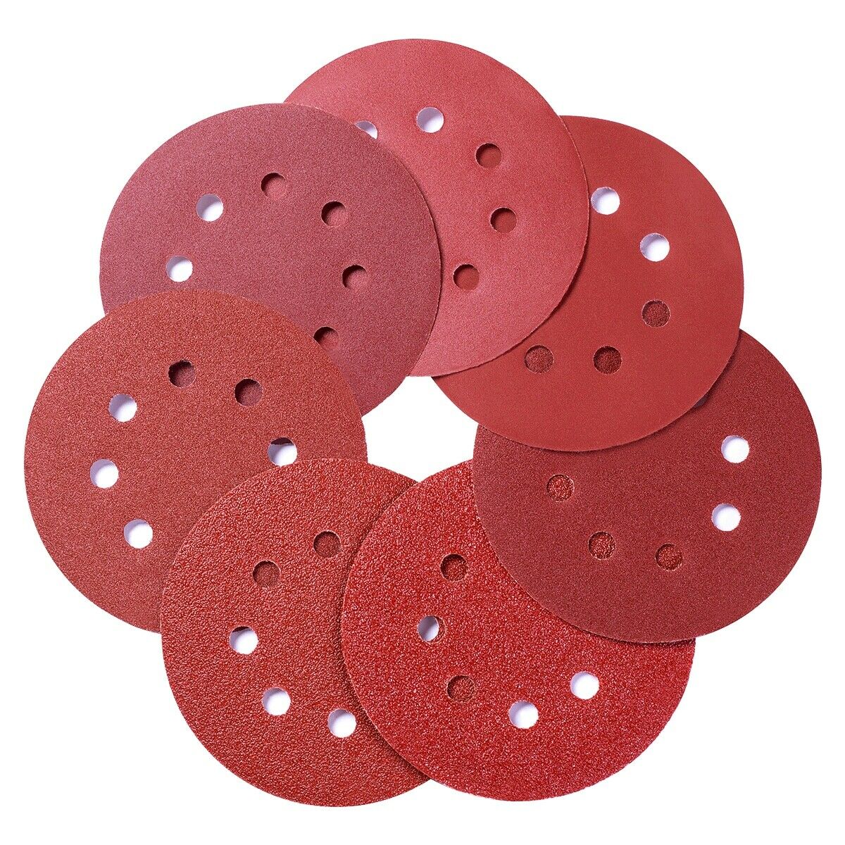 72 pcs Papier de 125mm disques rond ponçage polissage 8 trous ponceuse