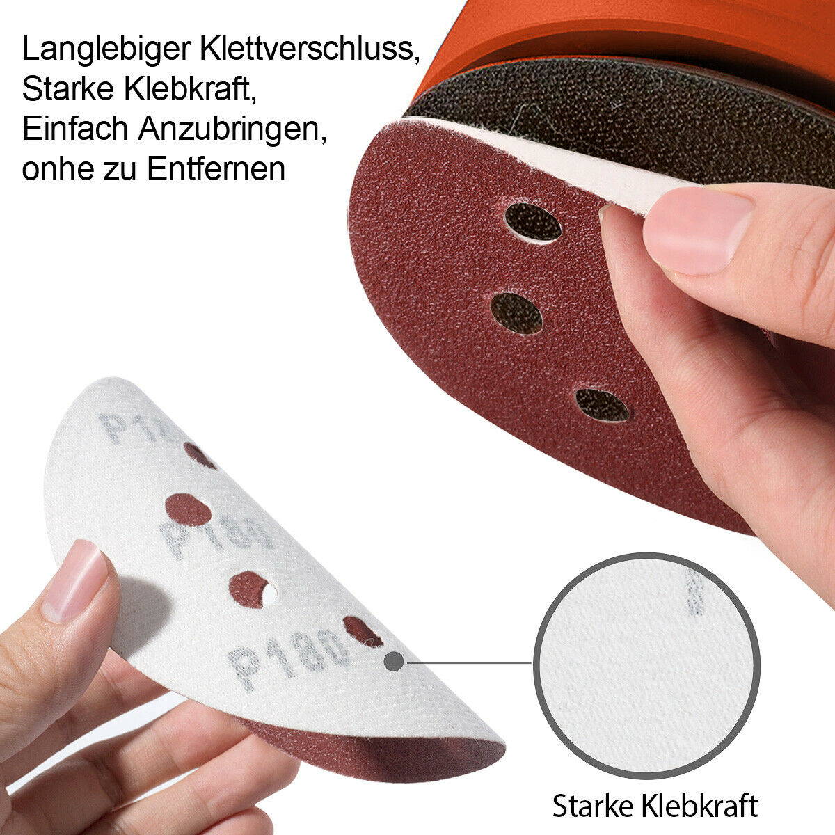 72x125mm 8 Loch Schleifscheiben Klett Schleifblätter Schleifpapier Rot Exzenter