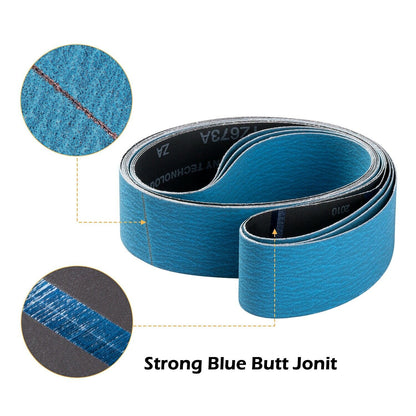 2x48" 36 Grit Metal Grinding Zirconia Sanding Belts Y-wt Closed Cooling Coat 3PC