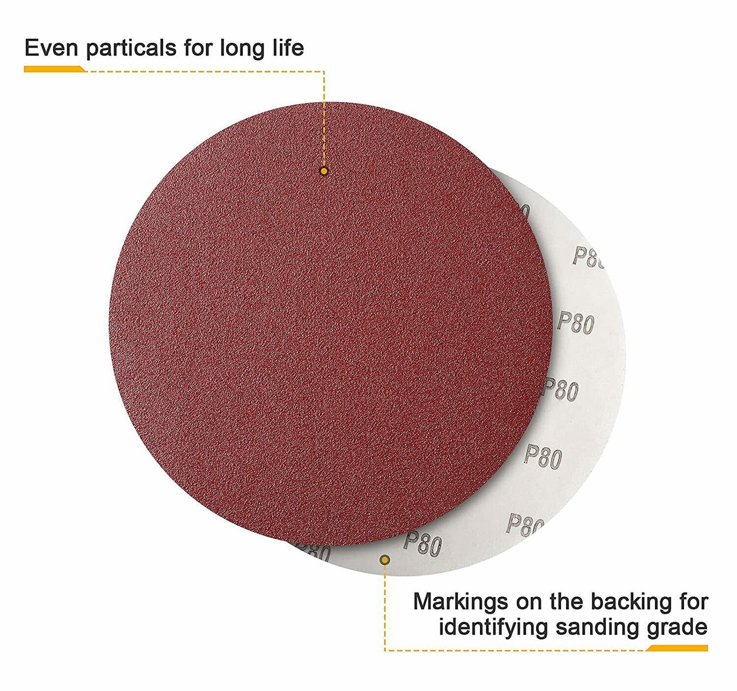 60PCS 12in PSA Sticky Back Sanding Discs 80-400 Grit A/O Self Adhesive Sandpaper