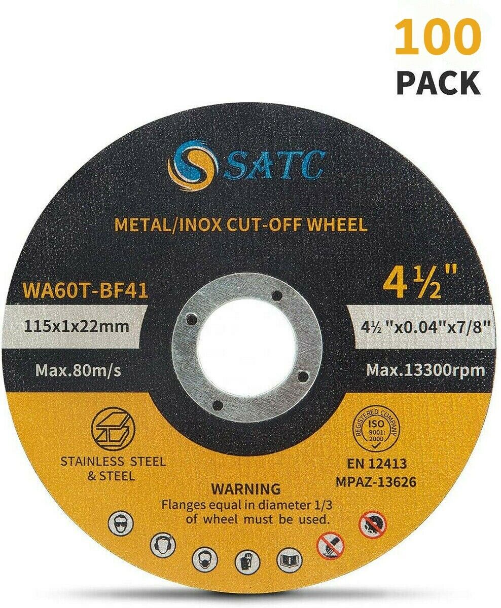 100 Pack Cut Off Wheels 4-1/2" Metal Stainless Steel Angle Grinder Cutting Disc