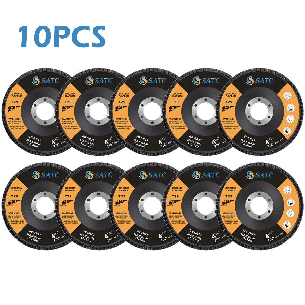 10PCS Flap Disc 4-1/2" 40 60 80 120 Grit Angle Grinder Sanding Grinding Wheels