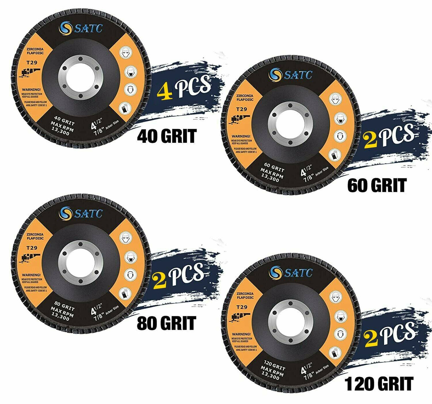 10PCS Flap Disc 4-1/2" 40 60 80 120 Grit Angle Grinder Sanding Grinding Wheels