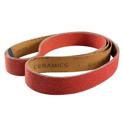 2x72in 60 Grit Metal Grinding Ceramic Sanding Belts Long Life High Performance