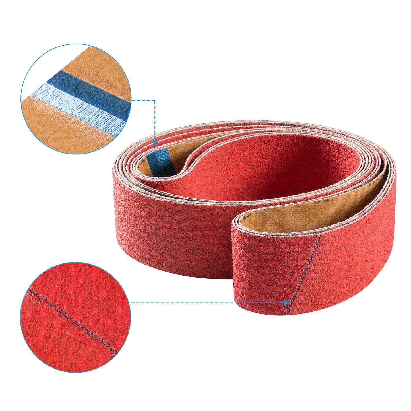 2x72in 60 Grit Metal Grinding Ceramic Sanding Belts Long Life High Performance