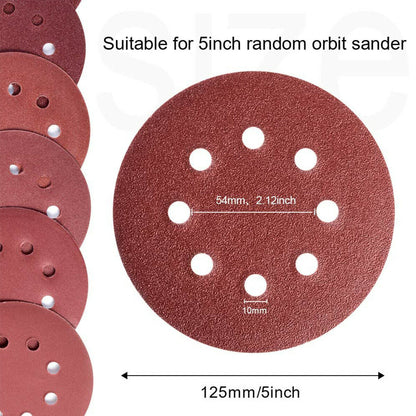 72X125MM SANDING DISC ORBITAL 5" SANDER PADS 40 -60-80-120-180-240-320 MIX GRIT