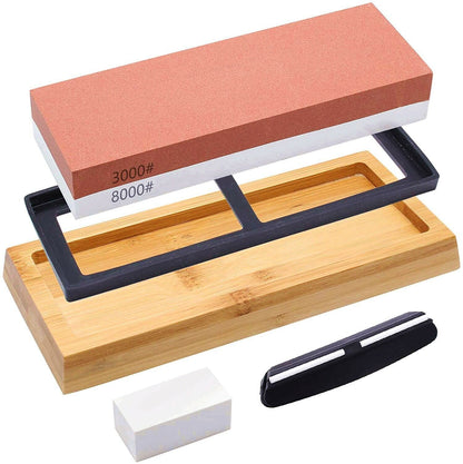 Whetstone Set Dual Sharpening Water Stone 3000 8000 Grit Knife Sharpener 5PCS