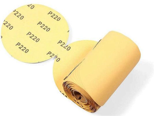 6" Sticky Back PSA Sandpaper 100 Roll 220 Grit Adhesive DA Sander Sanding Disc