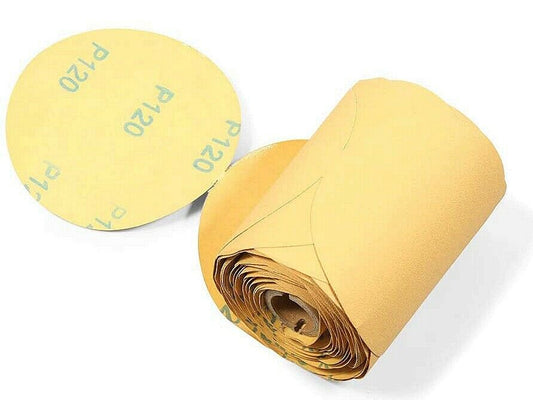 6" Sticky Back PSA Sandpaper 100 Roll 120 Grit Adhesive DA Sander Sanding Disc