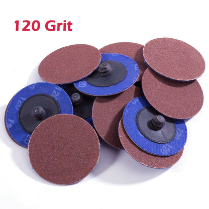 46PCS 2" Roloc Sanding Discs 36 60 120 Grit A/O for Die Grinder W/ 1/4" Holder