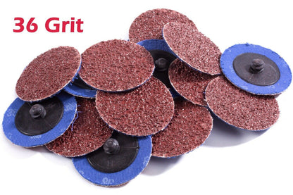 46PCS 2" Roloc Sanding Discs 36 60 120 Grit A/O for Die Grinder W/ 1/4" Holder