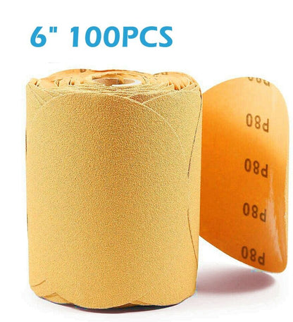 6" Sticky Back Sandpaper PSA 100 Roll 80 120 180 220 Grit Adhesive Sanding Disc