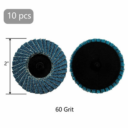 10PCS 2in Zirconia Flap Sanding Discs 60 Grit Type R Die Grinder Roll Lock Disc