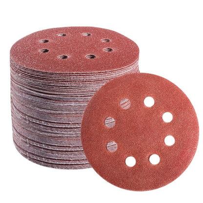 SATC 72 PCS 5Inch 8 Holes Aluminum Oxide Hook and Loop Sanding Discs