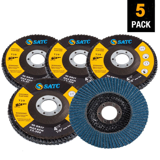 5Pack Flap Discs 4.5" x 7/8" Grinding Wheel 40Grit T29 Zirconia Die Grinder Disc