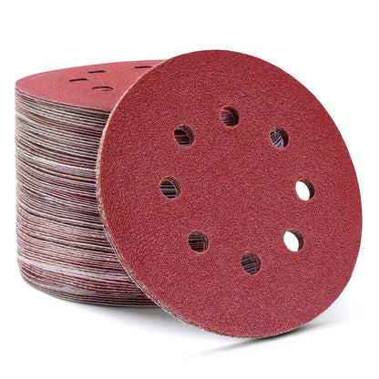 120PCS 5Inch Sanding Discs Hook and Loop 8 Holes Assorted Grits Sander Sandpaper