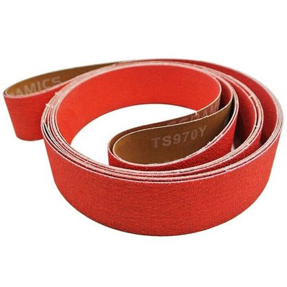 Ceramic Sanding Belts 2x72in 36 Grit Y-Weight Metal High Stock Removal 3 Pack