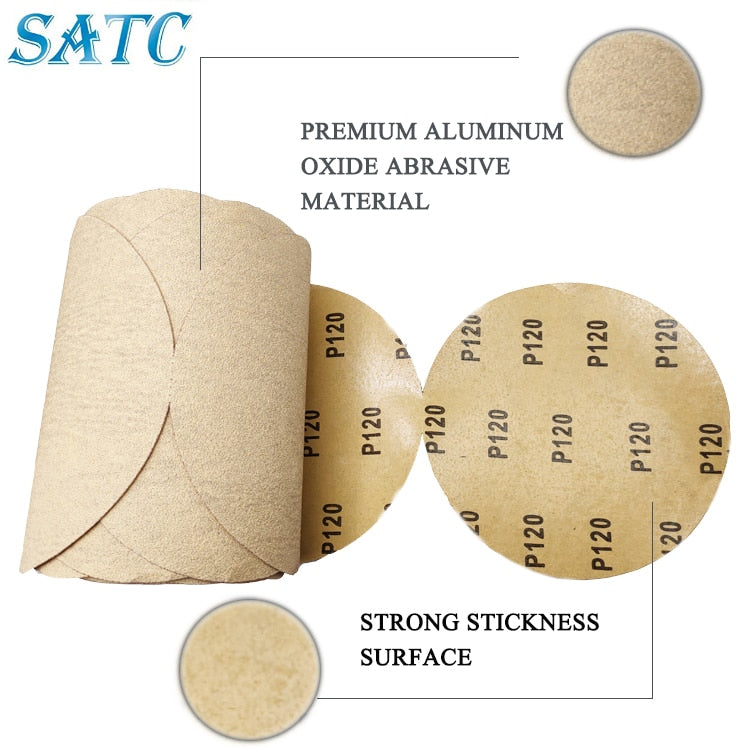 6Inch PSA Gold Sanding Discs Roll 120# Sticky Back Sandpaper Roll for Sander