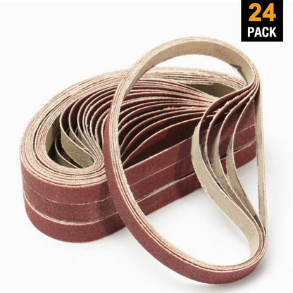 1/2x18 Inch Sander Sanding Belts 24PCS Aluminum Oxide Belt Sandpaper Assorted