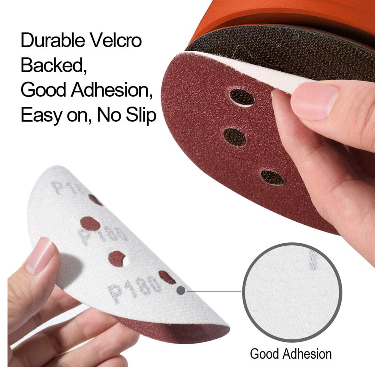 SATC 72 PCS 5Inch 8 Holes Aluminum Oxide Hook and Loop Sanding Discs