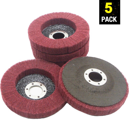 SATC 5Pcs 4.5" x 7/8" 320 Grit Polishing Grinding Wheel,Scouring pad Buffing Wheel Nylon Fiber Flap Disc for Angle Grinder