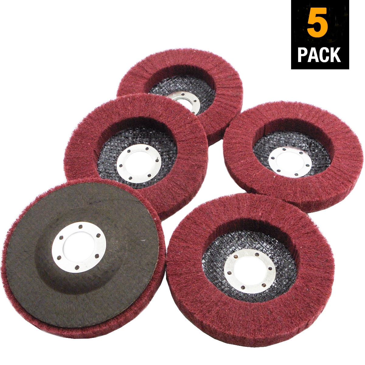 SATC 5Pcs 4.5" x 7/8" 320 Grit Polishing Grinding Wheel,Scouring pad Buffing Wheel Nylon Fiber Flap Disc for Angle Grinder