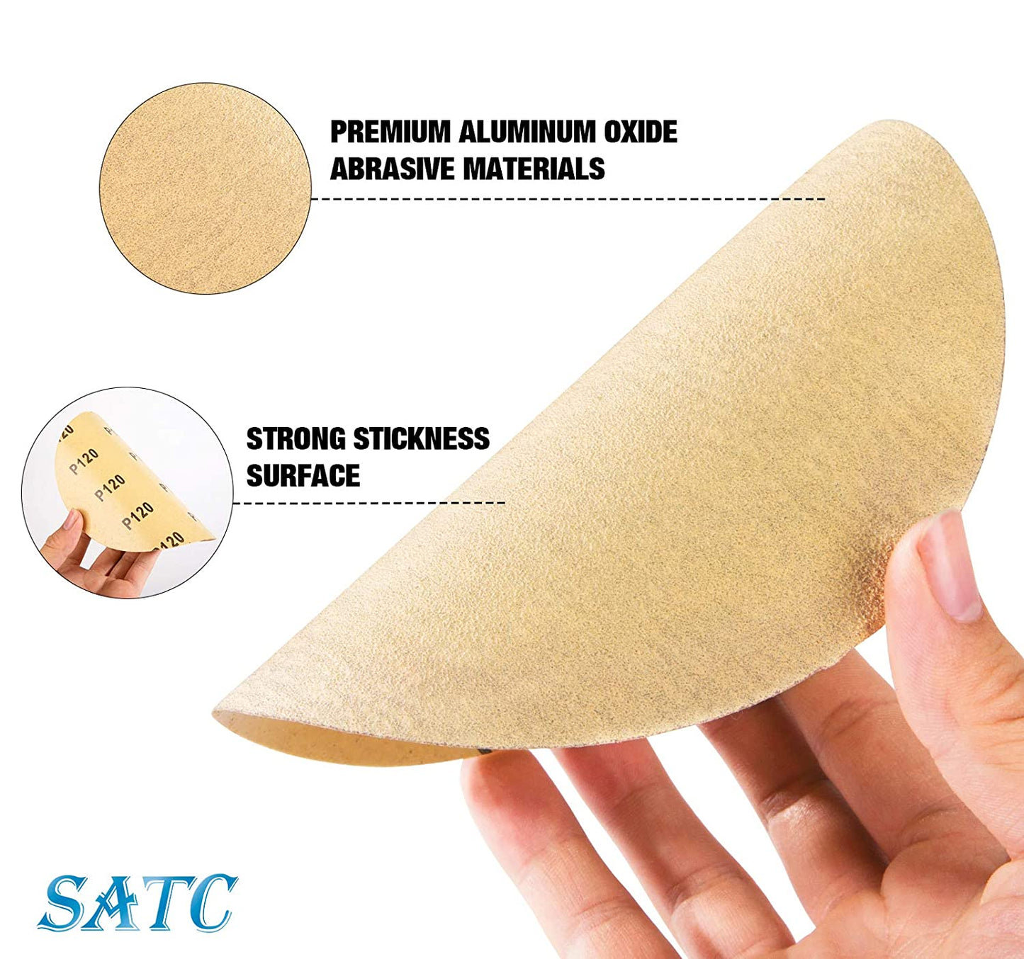 6Inch PSA Gold Sanding Discs Roll 120# Sticky Back Sandpaper Roll for Sander