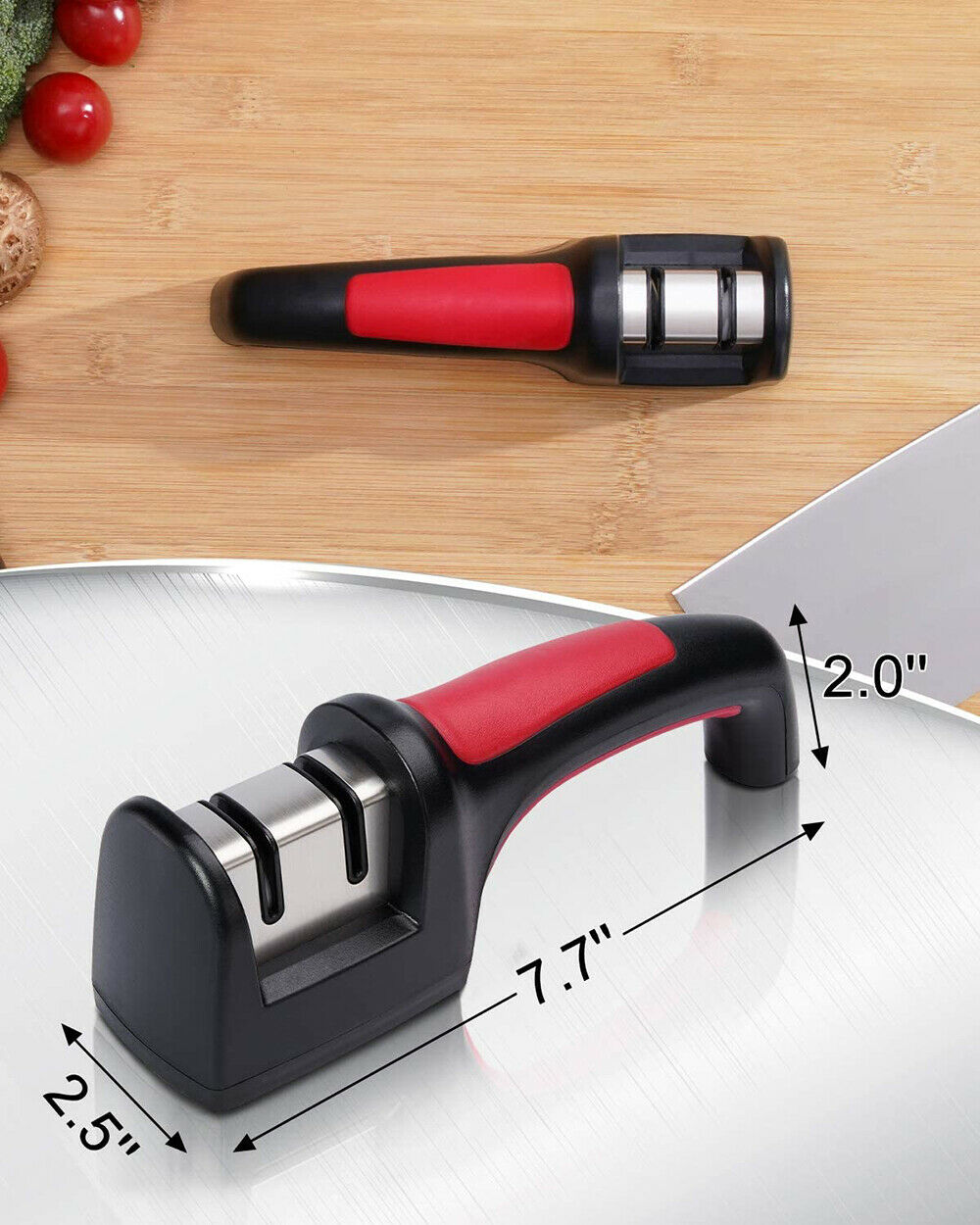 Kitchen Knife Sharpener 2-Stage Diamond Coated Tungsten Steel Sharpening Blades