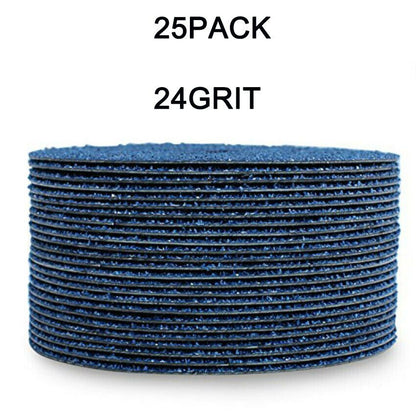 25 Pack Zirconia Resin Fiber Discs 24 Grit 4.5"x 7/8" Grinding and Sanding Disc