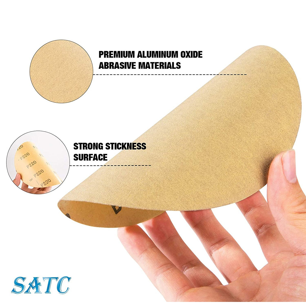 6Inch PSA Gold Sanding Discs Roll 220# Adhesive Backed Sandpaper Roll for Sander