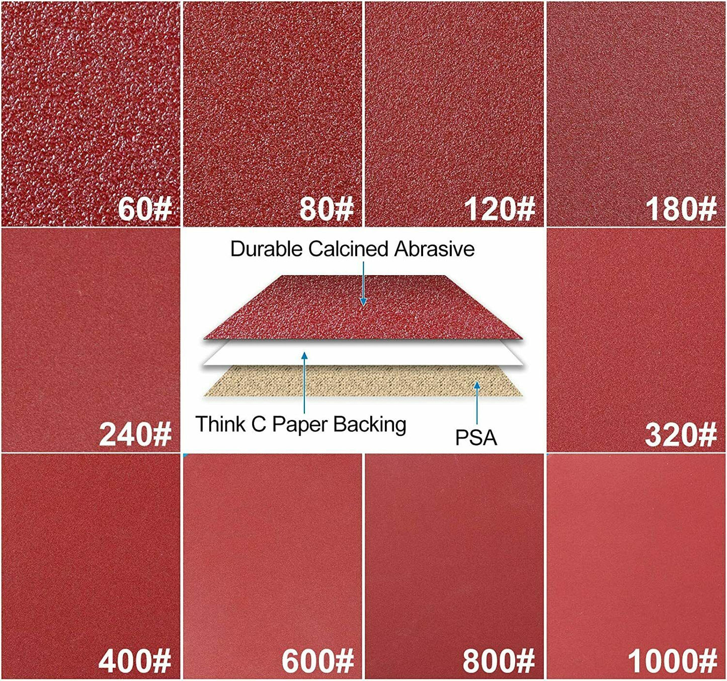 100Pcs 6Inch PSA Sanding Disc Aluminum Oxide Self Adhesive Sandpaper 60-1000Grit