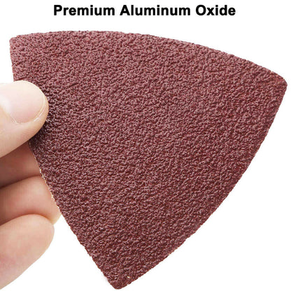 100PCS Triangle Sanding Pads 3-1/8Inch 80mm Hook and Loop Sandpaper 40-240 Grits