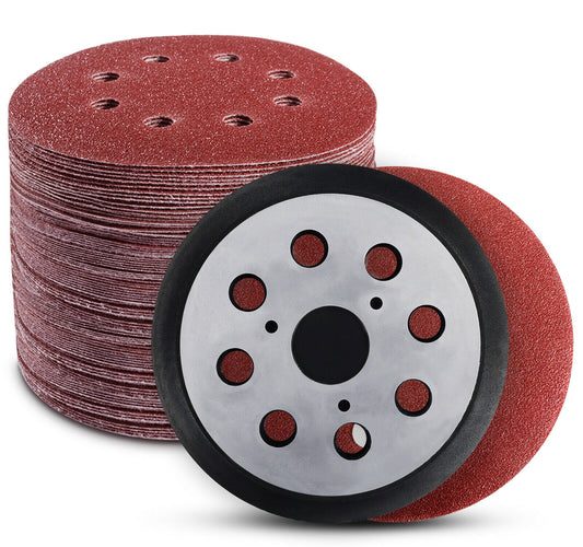 70PCS 5 Inch Hook and Loop Sanding Discs 8 Holes with 1PCS Sander Polishing Pad