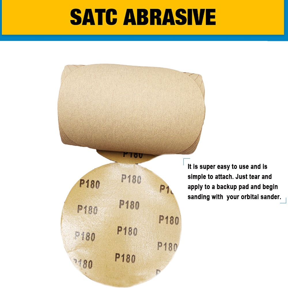 6Inch PSA Gold Sanding Discs Roll 180# Sticky Back Sandpaper Roll for Sander