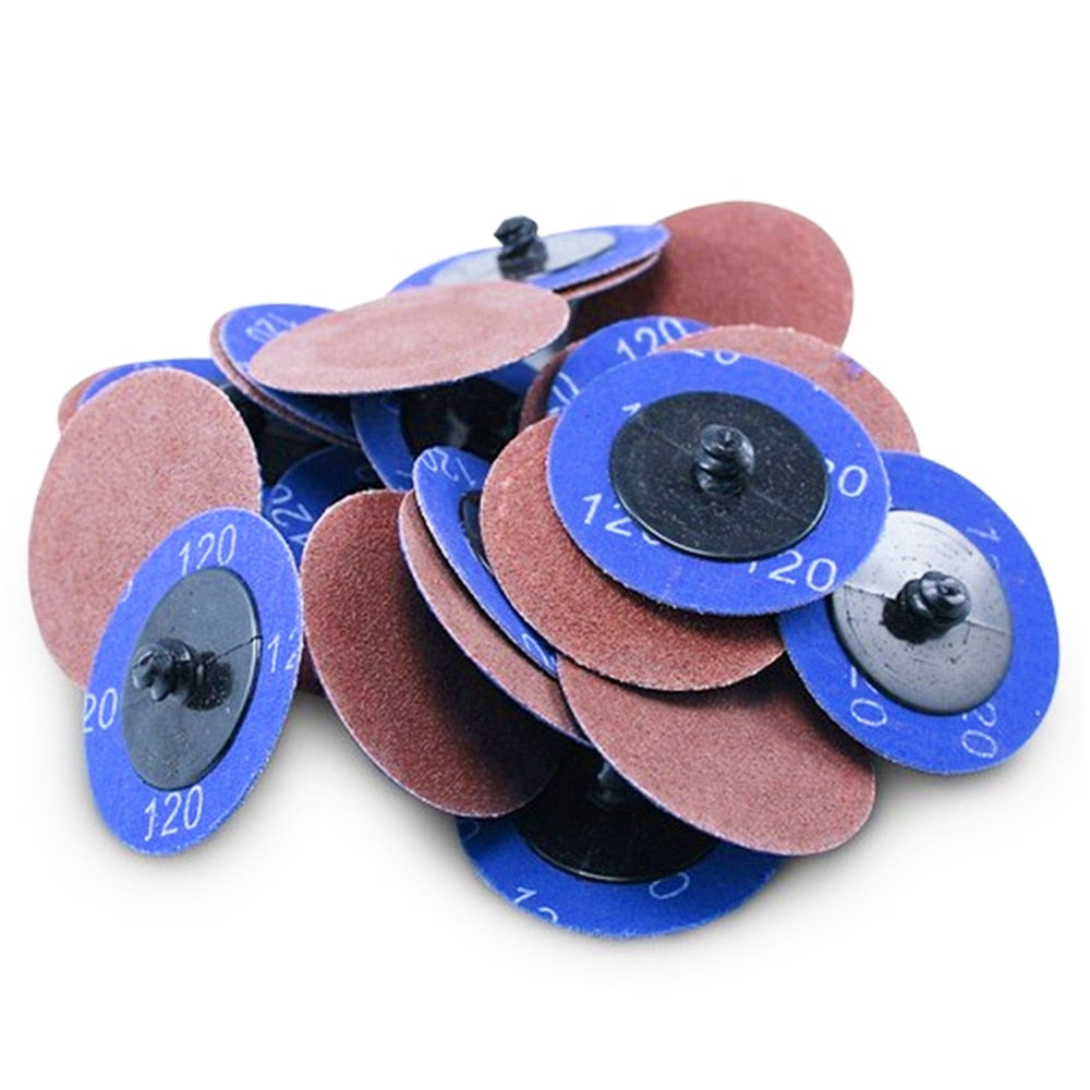 50PCS 2 Inch Roloc Disc 120 Grit Aluminum Oxide Roll Lock Sanding Discs