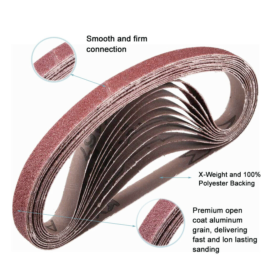 1/2x18 Inch Sander Sanding Belts 24PCS Aluminum Oxide Belt Sandpaper Assorted