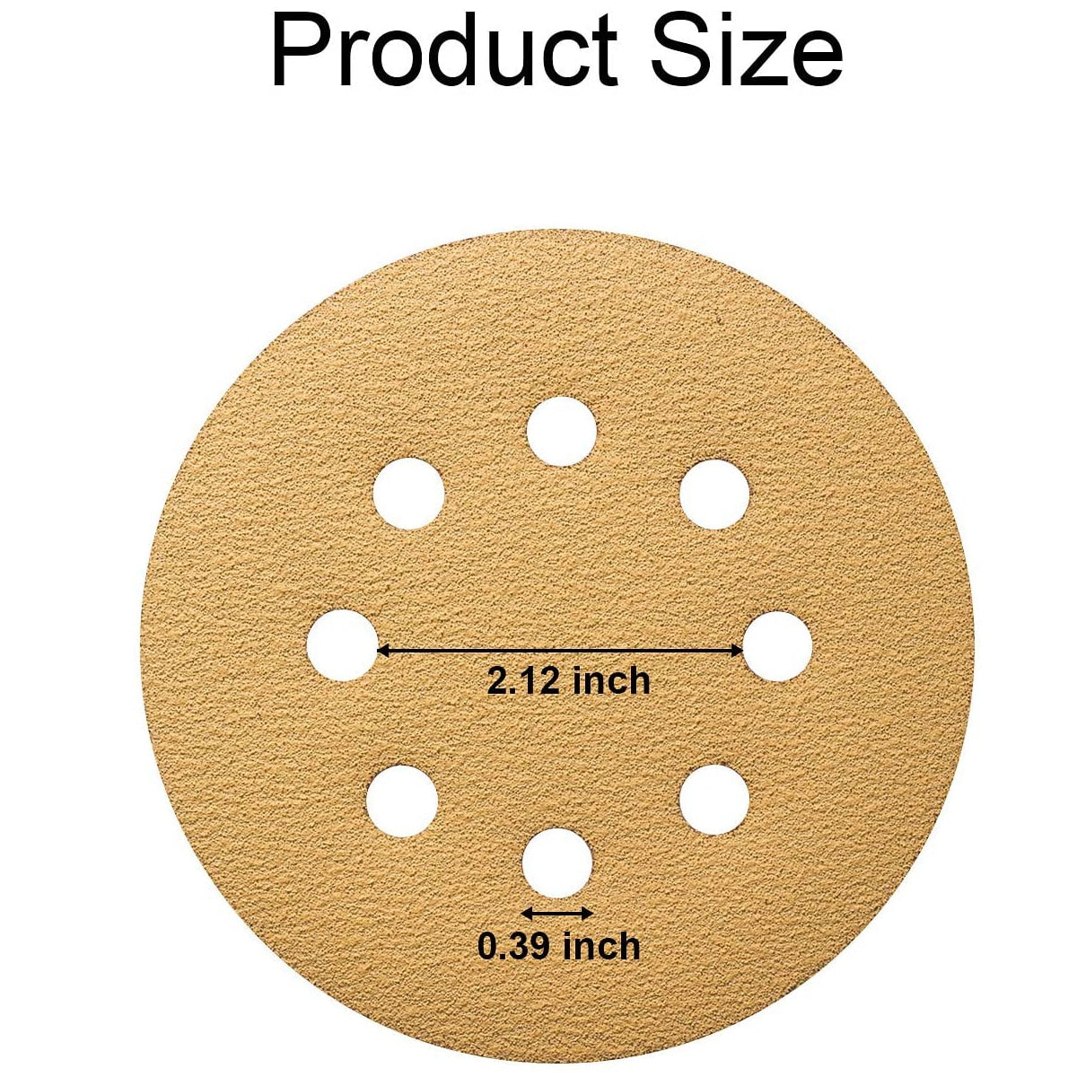 SATC 100PCS 5 Inch Hook and Loop 8 Holes  60/80/120/150/220 Grits Gold Sanding Discs for Orbital Sander