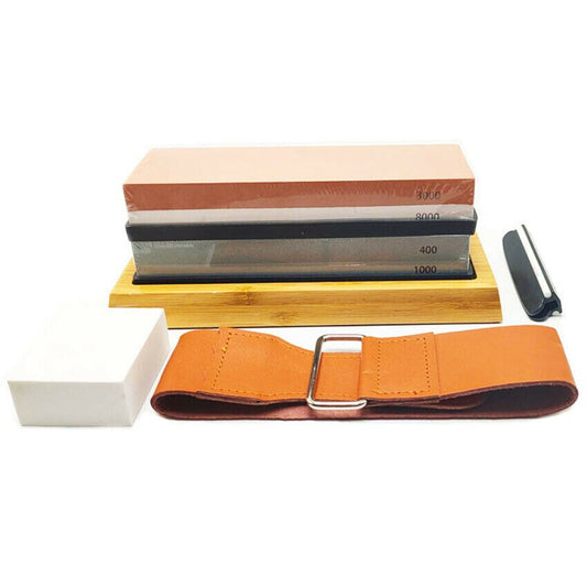 9PCS Knife Sharpening Stone Whetstone Set 4 Side Grit 400/1000 3000/8000