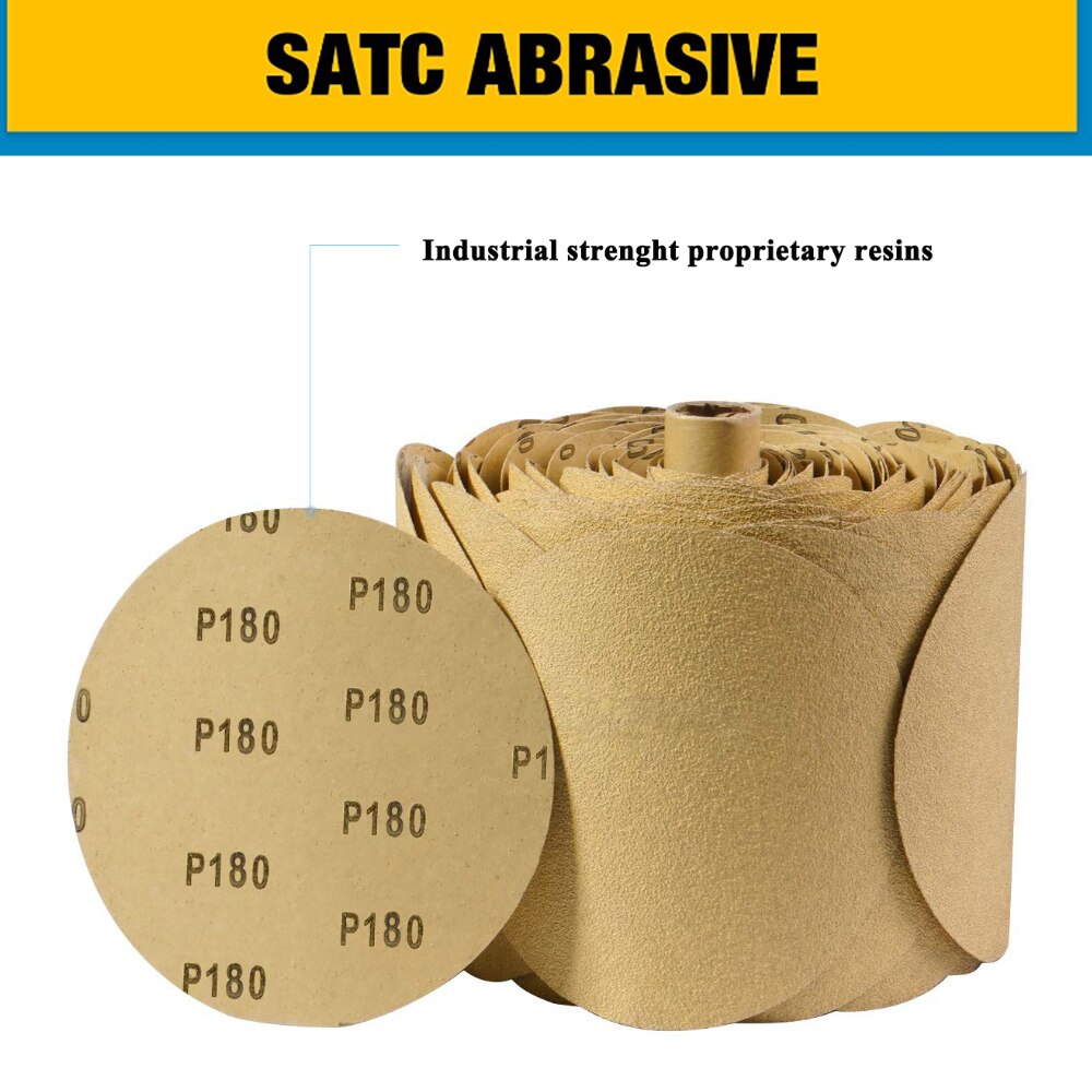 6Inch PSA Gold Sanding Discs Roll 180# Sticky Back Sandpaper Roll for Sander