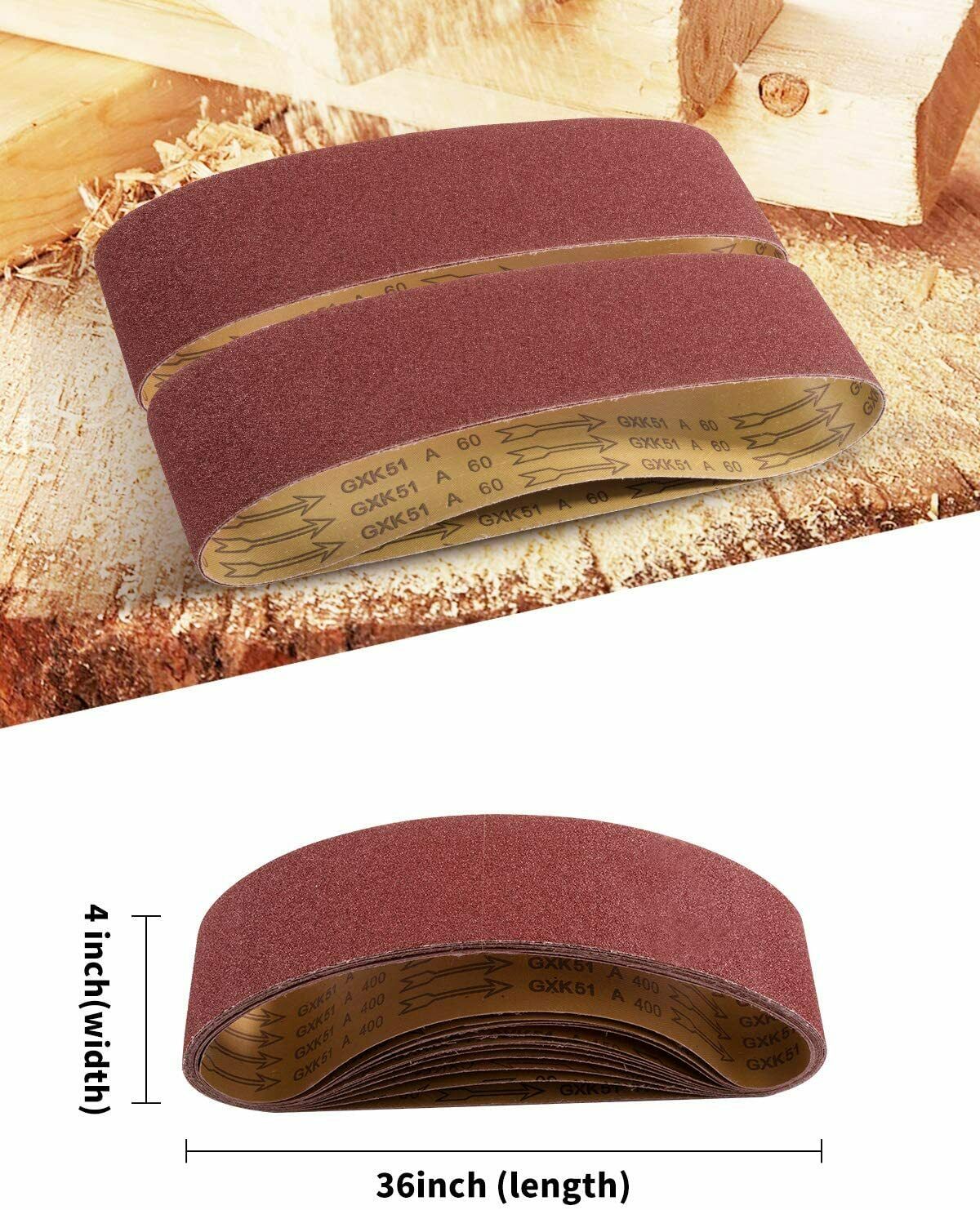 4x36 Inch Belt Sander Sanding Belts 12PCS Aluminum Oxide Belt Sandpaper Assorted