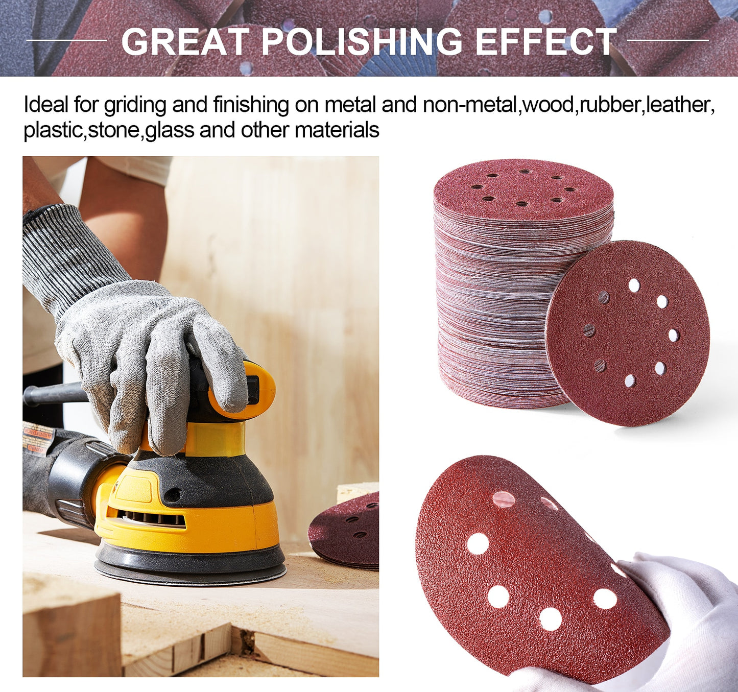 SATC 150PCS Orbital Sander Sanding Discs