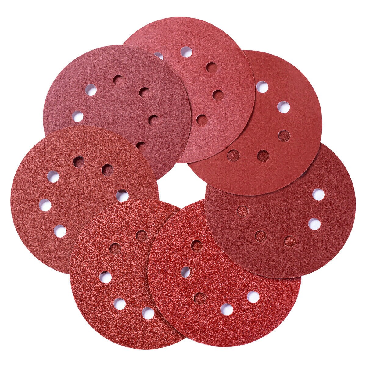 70PCS 5 Inch Sanding Discs Hook and Loop 8 Holes Random Orbital Sander Sandpaper