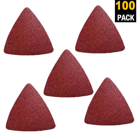 100PCS Triangle Sanding Pads 3-1/8Inch 80mm Hook and Loop Sandpaper 40-240 Grits