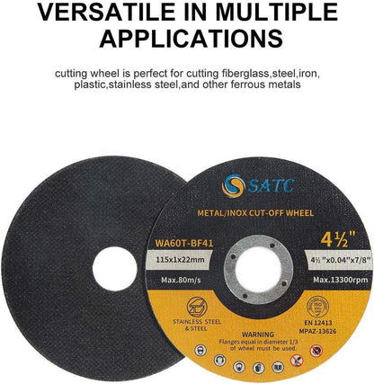 SATC Cutting Wheel 50 PCS Cut Off Wheel 4.5"x.040"x7/8" Cutting Disc Ultra Thin Metal & Stainless Steel